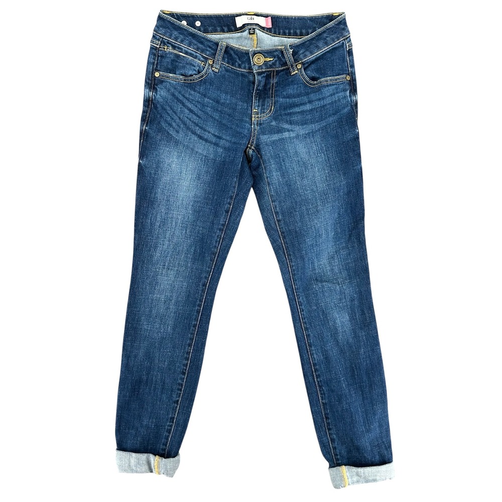 Cabi Skinny Jeans Women 2 Blue Denim Low Rise Stretch Ankle Cuffed 3385